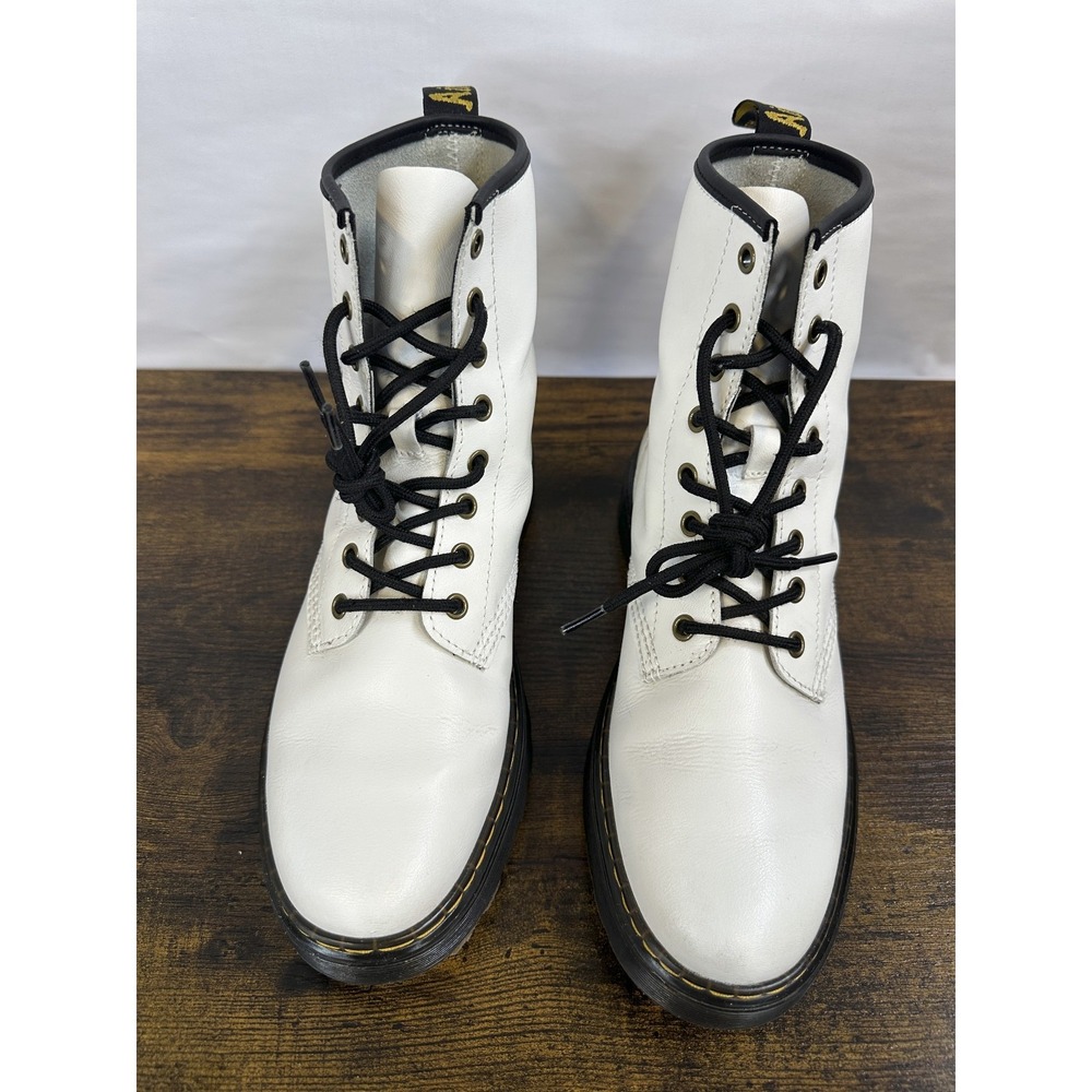 Dr. Martens Zavala White Leather Lace Up Combat Ankle Boots Women's 10 Men's 9 - Picture 13 of 16